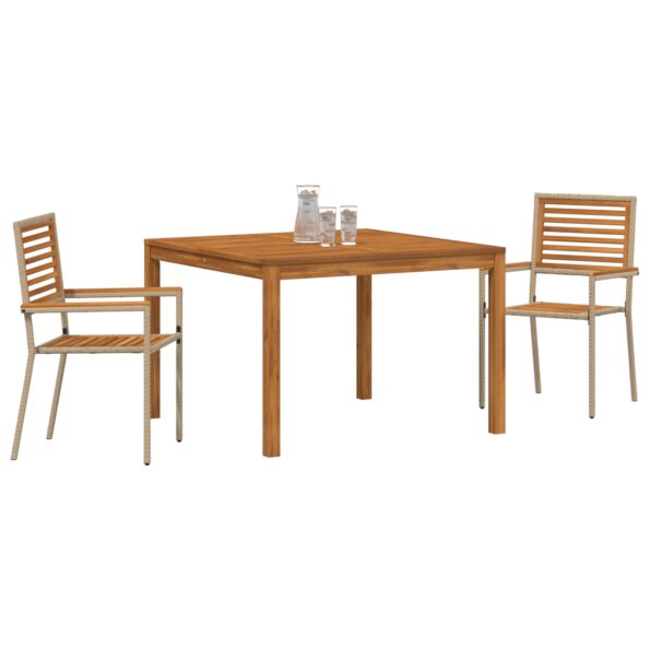 3365531_3.jpg vidaXL 3-dielny záhradný jedálenský set béžový, poly ratan, akácia – Obrázok 3
