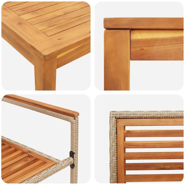 vidaXL 5-dielny záhradný jedálenský set béžový poly ratan akácia – Obrázok 9