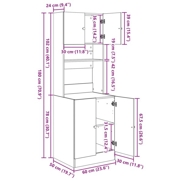 vidaXL Kuchynská skriňa Čierny dub 60x50x180 cm Inžinierske drevo – Obrázok 13