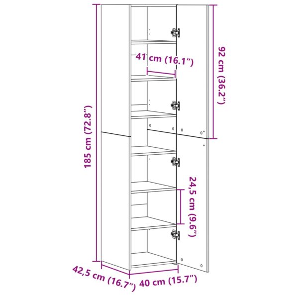 vidaXL Vysoký stôl Staré drevo 40x42.5x185 cm Lieková doska – Obrázok 13