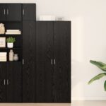 vidaxl Highboard Čierny Dub 40x42.5x185 cm Kompozitné Drevo