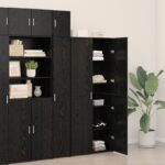 vidaxl Highboard Čierny Dub 40x42.5x185 cm Kompozitné Drevo – Obrázok 4