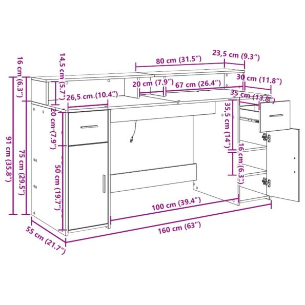 vidaXL Stôl čierny dub 160x55x91 cm Inžinierske drevo – Obrázok 11