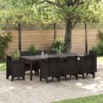vidaXL Záhradný stôl hnedý 250x100x73 cm Poly Rattan