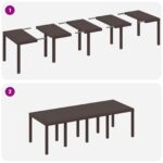 vidaXL Záhradný stôl hnedý 250x100x73 cm Poly Rattan – Obrázok 10
