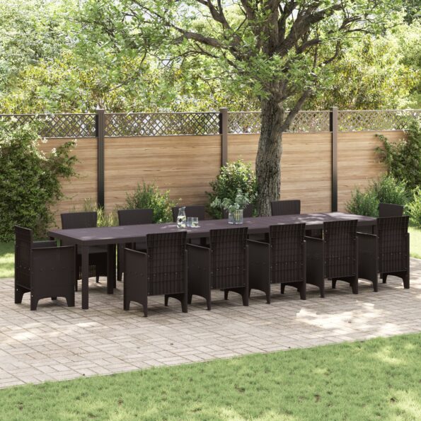 3378529_1.jpg vidaXL Záhradný stôl Hnedý 400x100x73 cm Poly Rattan – Obrázok 1