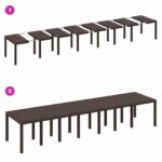 vidaXL Záhradný stôl Hnedý 400x100x73 cm Poly Rattan – Obrázok 10