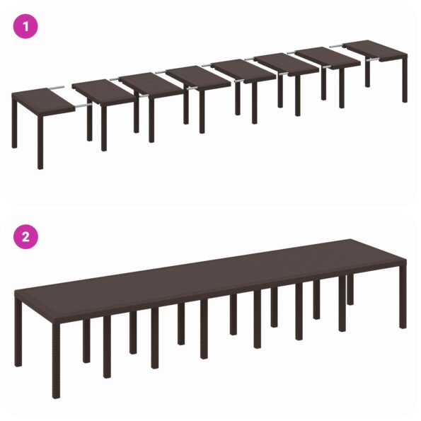 3378529_10.jpg vidaXL Záhradný stôl Hnedý 400x100x73 cm Poly Rattan – Obrázok 10