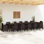 vidaXL Záhradný stôl Hnedý 400x100x73 cm Poly Rattan – Obrázok 3