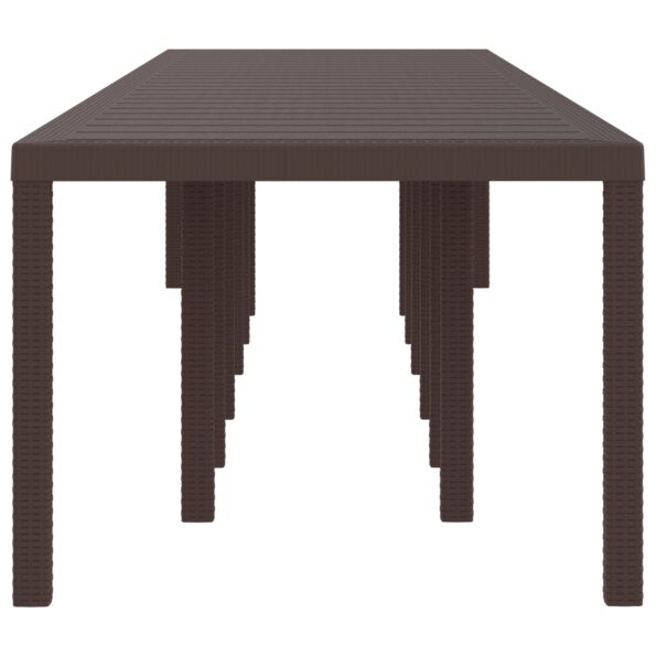 3378529_5.jpg vidaXL Záhradný stôl Hnedý 400x100x73 cm Poly Rattan – Obrázok 5