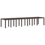 vidaXL Záhradný stôl Hnedý 400x100x73 cm Poly Rattan – Obrázok 6