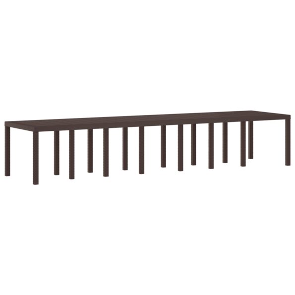 3378529_6.jpg vidaXL Záhradný stôl Hnedý 400x100x73 cm Poly Rattan – Obrázok 6