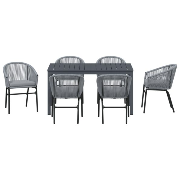 3378826_7.jpg vidaXL 7 kusový záhradný jedálenský set s vankúšmi sivý poly ratan – Obrázok 7