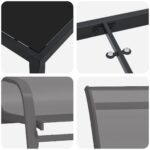 vidaXL 7-dielny záhradný jedálenský set sivý textil a oceľ – Obrázok 9