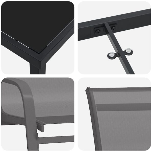 3379125_9.jpg vidaXL 7-dielny záhradný jedálenský set sivý textil a oceľ – Obrázok 9