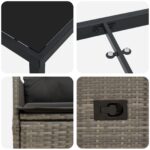 vidaXL 3-dielna záhradná jedálenská súprava s vankúšmi šedý poly ratan – Obrázok 9