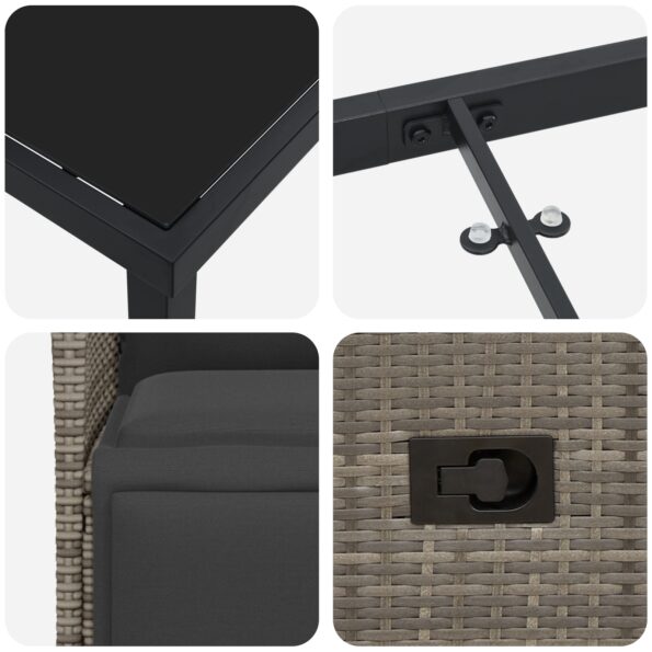 vidaXL 5-dielny Záhradný Jedálenský Set s Vankúšmi Šedý Poly Ratan – Obrázok 9