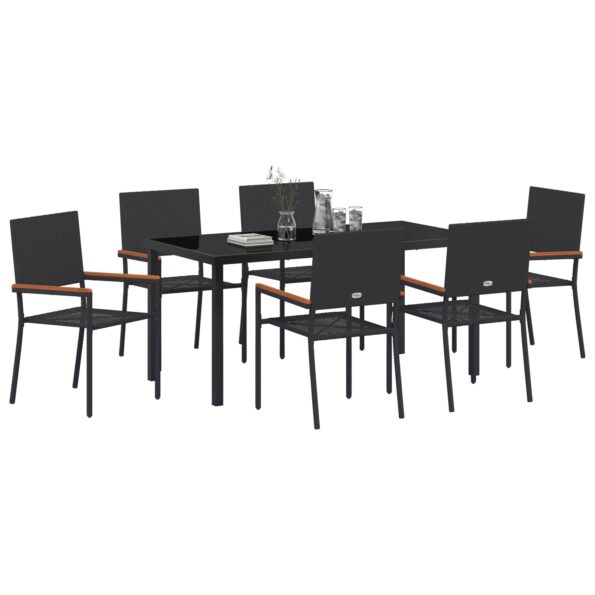 vidaXL 7 kusový záhradný jedálenský set čierny polyratan – Obrázok 3