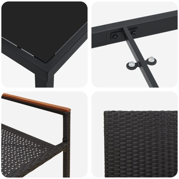 vidaXL 7 kusový záhradný jedálenský set čierny polyratan – Obrázok 9