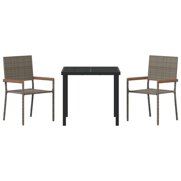 vidaXL 3-dielny záhradný jedálenský set šedý poly ratan – Obrázok 7
