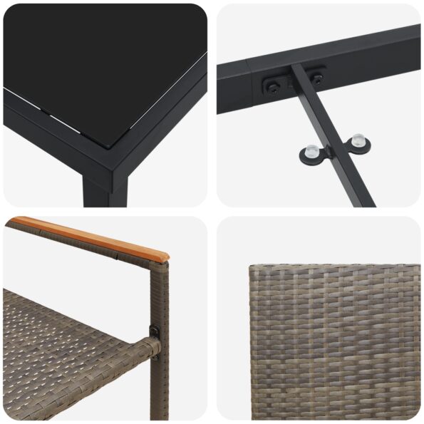 vidaXL 3-dielny záhradný jedálenský set šedý poly ratan – Obrázok 9