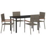 vidaXL 5-dielny záhradný jedálenský set sivý poly ratan – Obrázok 2