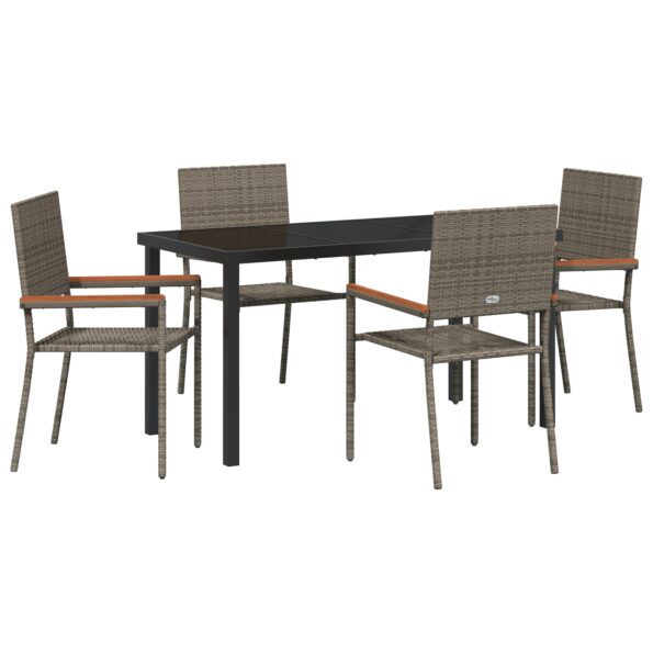 vidaXL 5-dielny záhradný jedálenský set sivý poly ratan – Obrázok 2