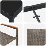 vidaXL 5-dielny záhradný jedálenský set Sivý Poly Ratan – Obrázok 9