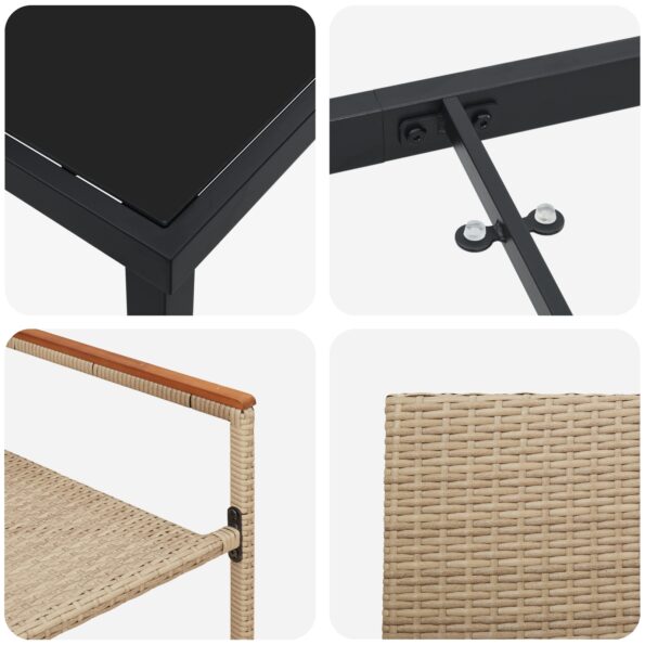 vidaXL 5 Dielny Záhradný Jedálenský Set Béžový Polyratan – Obrázok 9