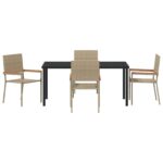 vidaXL 5-dielna záhradná jedálenská súprava béžová poly ratan – Obrázok 7