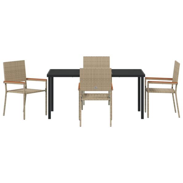 vidaXL 5-dielna záhradná jedálenská súprava béžová poly ratan – Obrázok 7