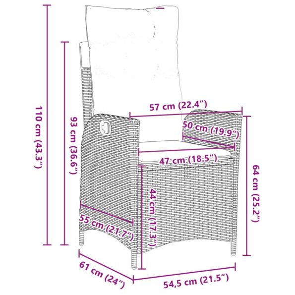 vidaXL Sada záhradného jedálenského stolu s vankúšmi - sivý poly ratan – Obrázok 10