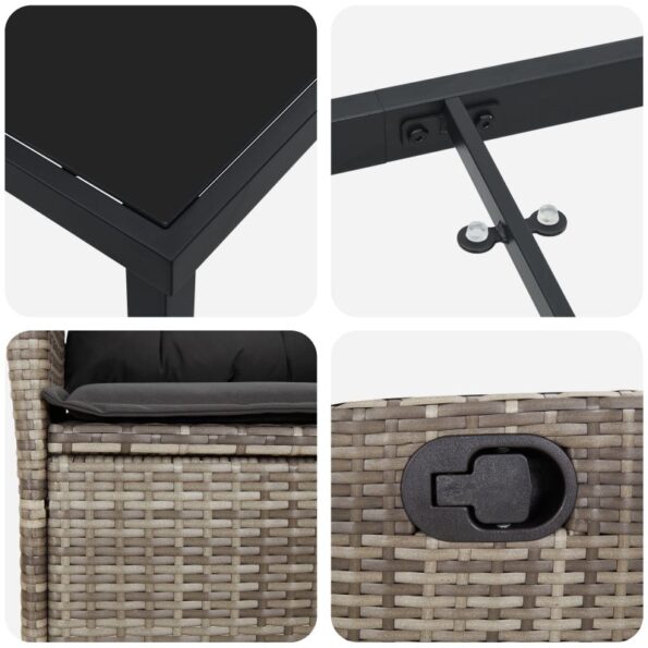 vidaXL Sada záhradného jedálenského stolu s vankúšmi - sivý poly ratan – Obrázok 9