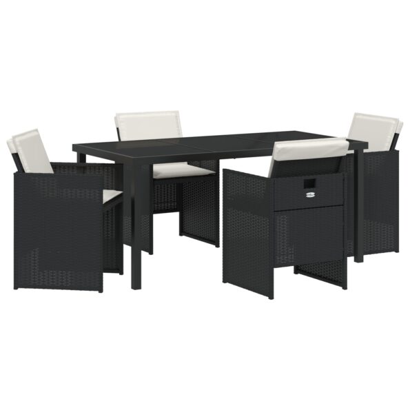 3380591_2.jpg vidaXL 5-dielny záhradný jedálenský set s vankúšmi čierny poly ratan – Obrázok 2
