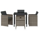 vidaXL 5-dielny záhradný jedálenský set s vankúšmi sivý poly ratan – Obrázok 7