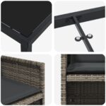 vidaXL 5-dielny záhradný jedálenský set s vankúšmi sivý poly ratan – Obrázok 9
