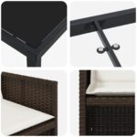 vidaXL 5-dielny záhradný jedálenský set s vankúšmi hnedý polyratan – Obrázok 9