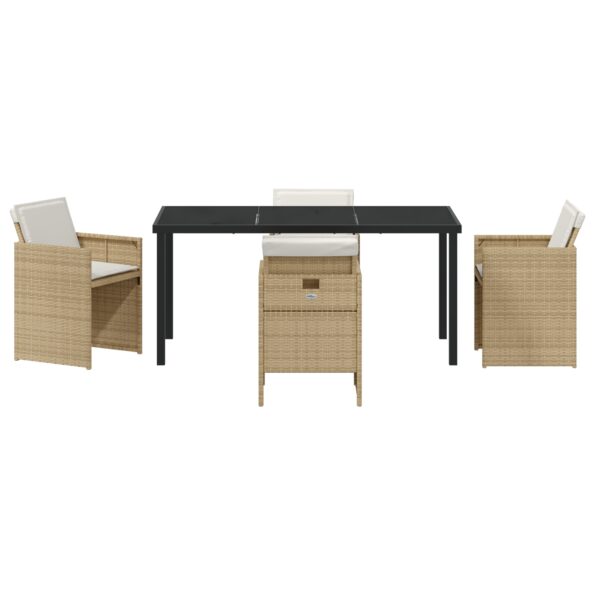 vidaXL 5-dielny záhradný jedálenský set s vankúšmi, béžový polyratan – Obrázok 7