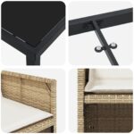 vidaXL 5-dielny záhradný jedálenský set s vankúšmi, béžový polyratan – Obrázok 9