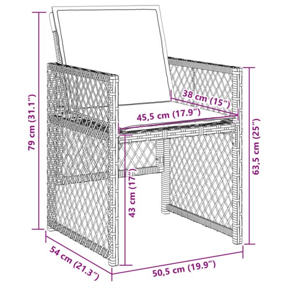 3380625_10.jpg vidaXL 5-dielny záhradný jedálenský set s vankúšmi sivý poly ratan – Obrázok 10