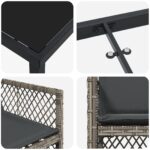 5-dielna záhradná jedálenská súprava s vankúšmi Sivý poly ratan, Záhradný stôl vidaXL Čierny 160x80x73 cm zo skla, čo odoláva teplu – Obrázok 9