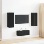 vidaXL 3-dielna TV kabinetová súprava Nástenný čierny dub z inžinierstva dreva
