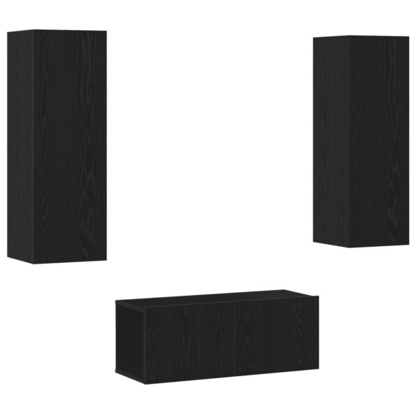 vidaXL 3-dielna TV kabinetová súprava Nástenný čierny dub z inžinierstva dreva – Obrázok 2