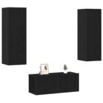 vidaXL 3-dielna TV kabinetová súprava Nástenný čierny dub z inžinierstva dreva – Obrázok 3