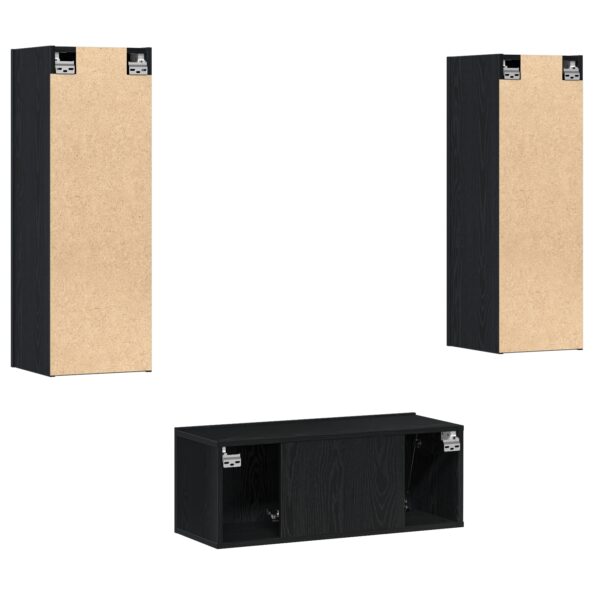 vidaXL 3-dielna TV kabinetová súprava Nástenný čierny dub z inžinierstva dreva – Obrázok 8