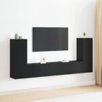 vidaXL 4-dielna nástenná TV skriňa Čierny dub Inžinierske drevo