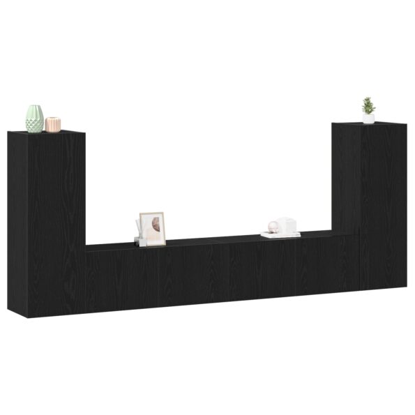 vidaXL 4-dielna nástenná TV skriňa Čierny dub Inžinierske drevo – Obrázok 3
