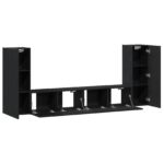vidaXL 4-dielna nástenná TV skriňa Čierny dub Inžinierske drevo – Obrázok 5
