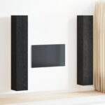 Sada TV skrine vidaXL 4 kusy Čierny sok 30.5x30x90 cm Drevotriesková doska, Nástenné TV skrine vidaXL - 2 ks Čierny sok, 30.5x30x90 cm, vyrobené z drevotrieskovej dosky