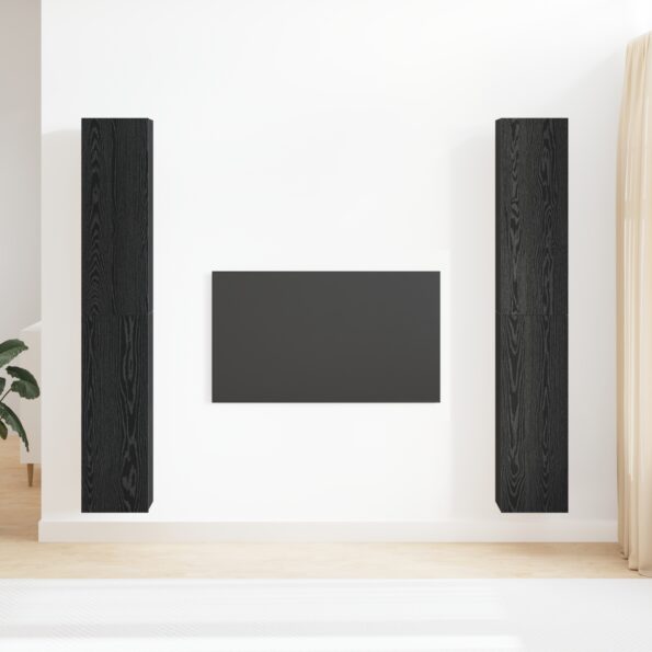 Sada TV skrine vidaXL 4 kusy Čierny sok 30.5x30x90 cm Drevotriesková doska, Nástenné TV skrine vidaXL - 2 ks Čierny sok, 30.5x30x90 cm, vyrobené z drevotrieskovej dosky – Obrázok 4